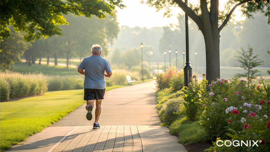 Elderly Male jogging in Park