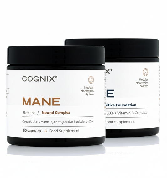 Cognix Lion's Mane + Core Bundle - Organic Mushroom Extract & Complete B Vitamin Formula - 60 Day Supply - Premium Nootropic Supplements Made in UK