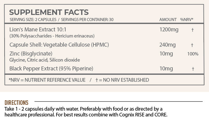 Lion's MANE 12'000mg | Purest and most Potent Lions Mane Supplement with Zinc and BioPerine®